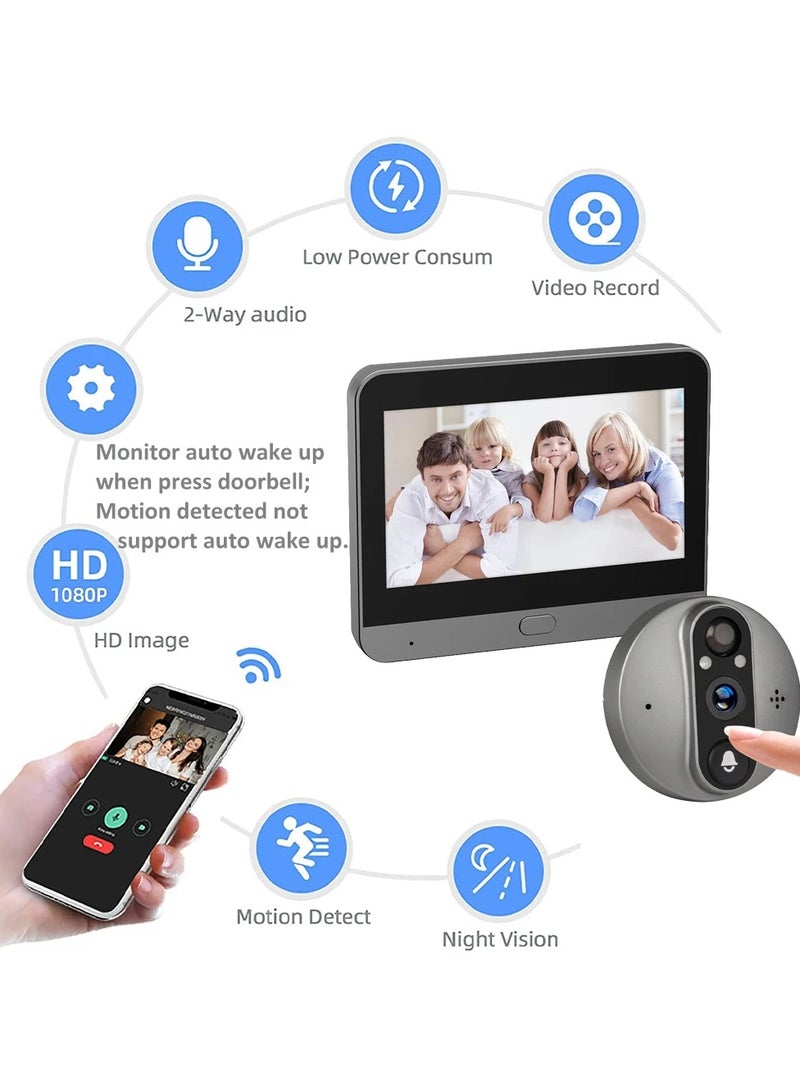 Smart Video Doorbell Cat's Eye Home Camera 1080P Wireless Wifi Remote Monitoring HD Cat's Eye