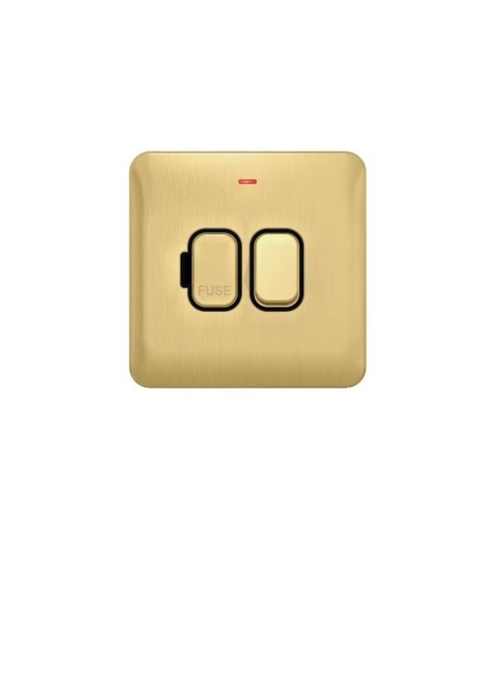 Schneider Electric GGBL5011BSB Lisse - Switched FCU with LED Indicator - 13A DP Satin Brass with Black Interior