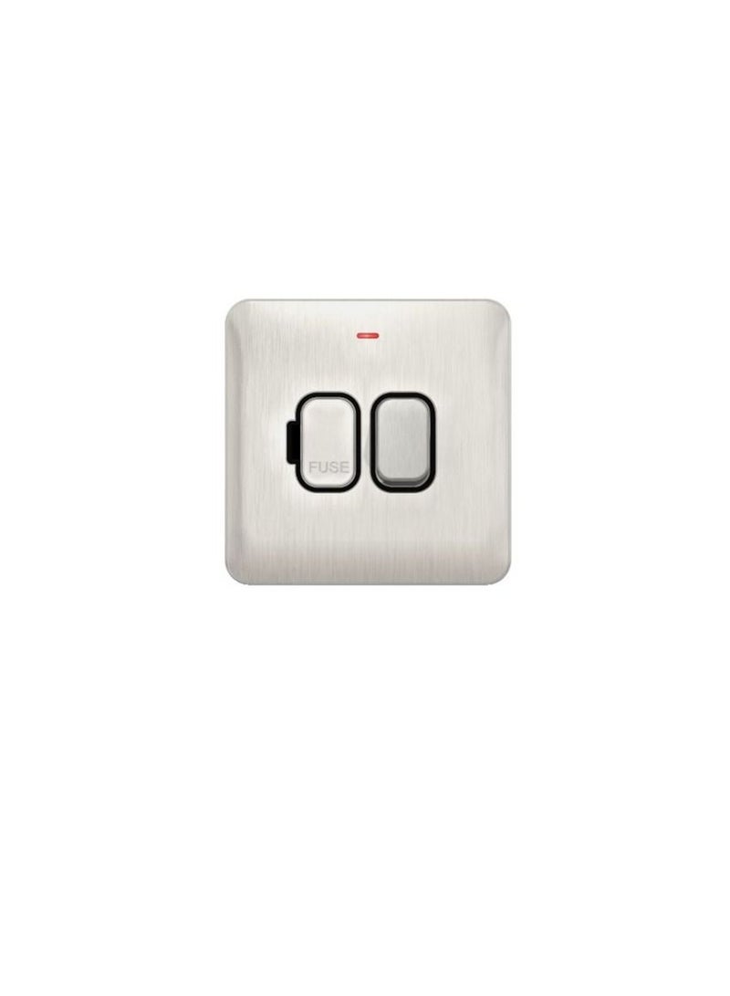 Schneider Electric GGBL5011BSS Lisse - Switched FCU with LED Indicator - 13A DP Stainless Steel with Black Interior