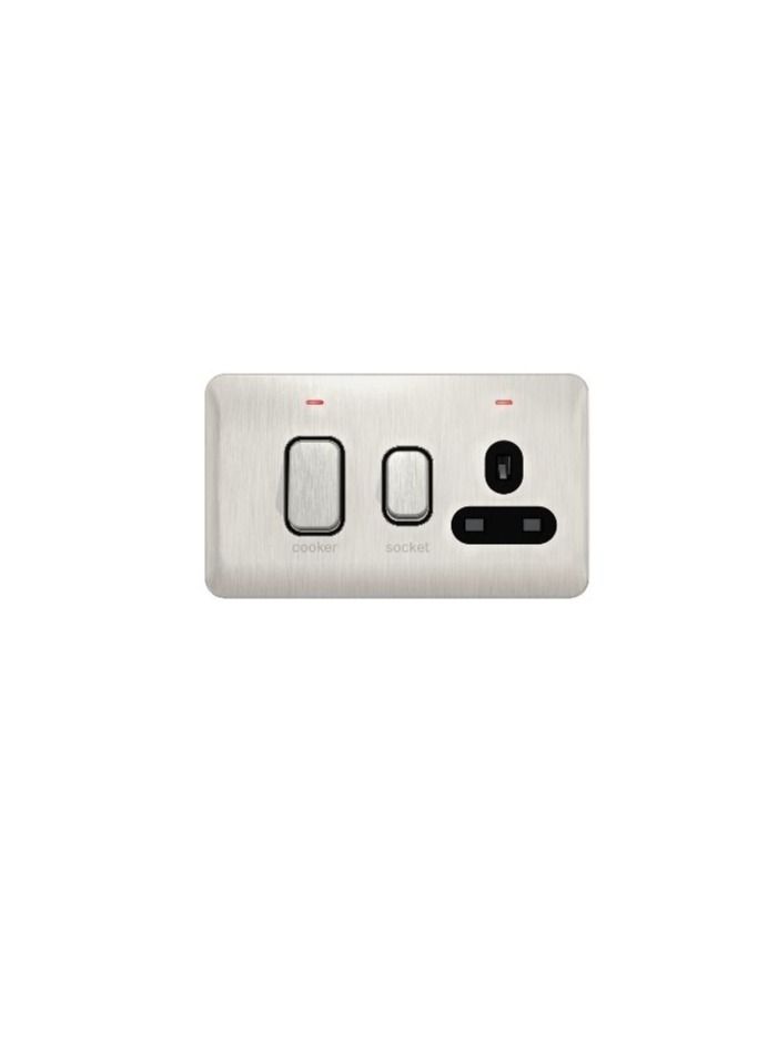 Schneider Electric GGBL4001BSSS Lisse - Cooker Control Unit with 13A Socket LED 45A DP Stainless Steel