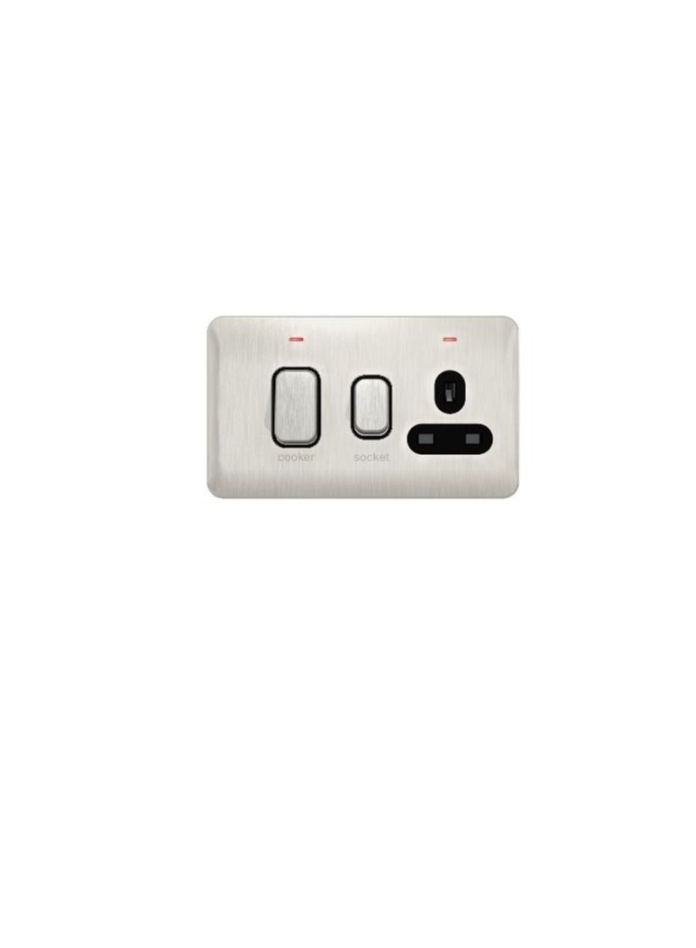 Schneider Electric GGBL4001BSSS Lisse - Cooker Control Unit with 13A Socket LED 45A DP Stainless Steel