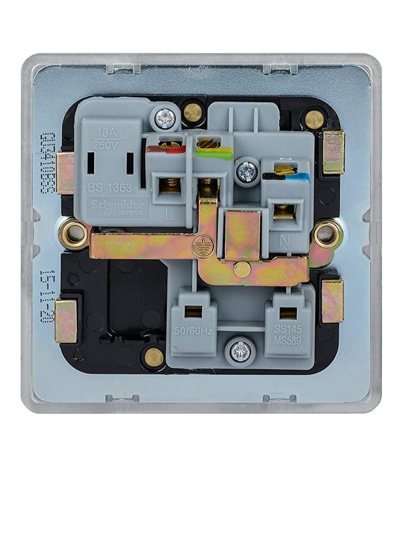 Schneider Electric GU3410-BSS 13A 1-Gang Ultimate Screwless Flat Plate Switched Socket, Stainless Steel