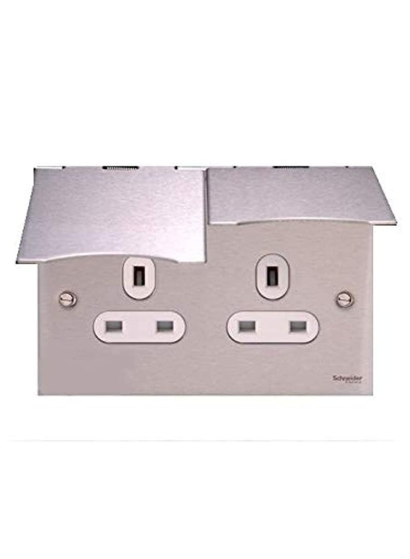 Schneider Electric GU3252WSS Flat Plate 13A Ultimate Twin Floor Socket (88 x 148mm)