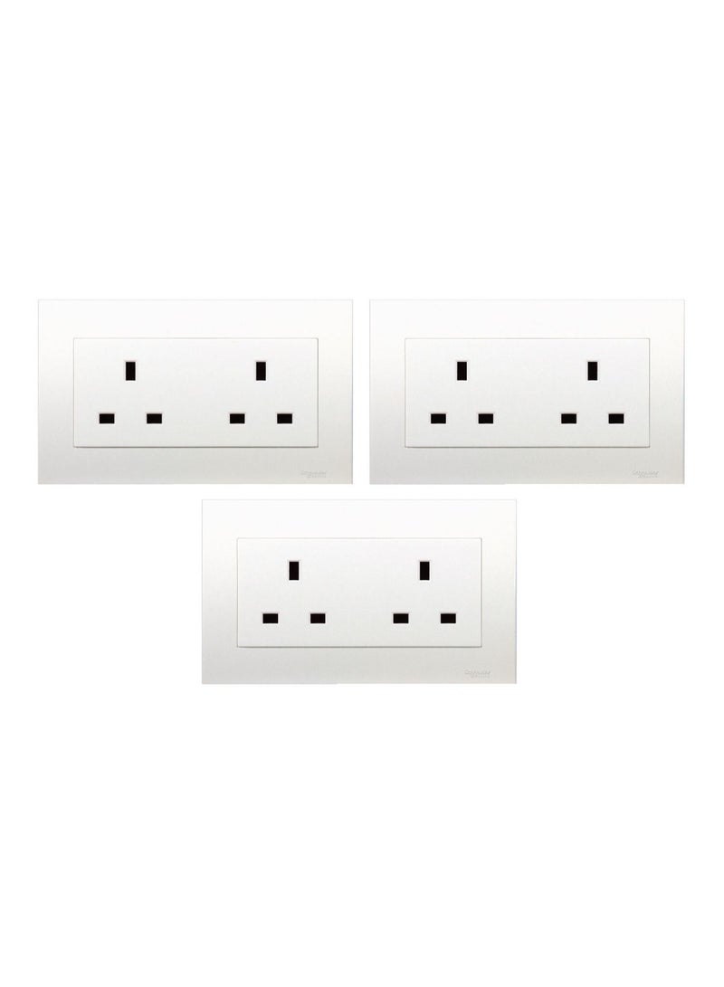 Schneider Electric 13A 250V Twin Gang Socket - KBT426 - Pack of 3