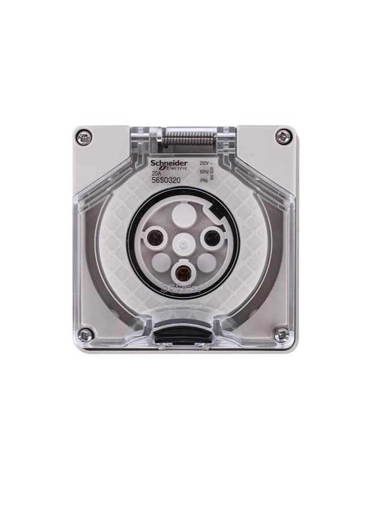 Schneider 250V 20A IP56 56 Series 56SO320 Surface 3 Pin Socket Outlet Grey