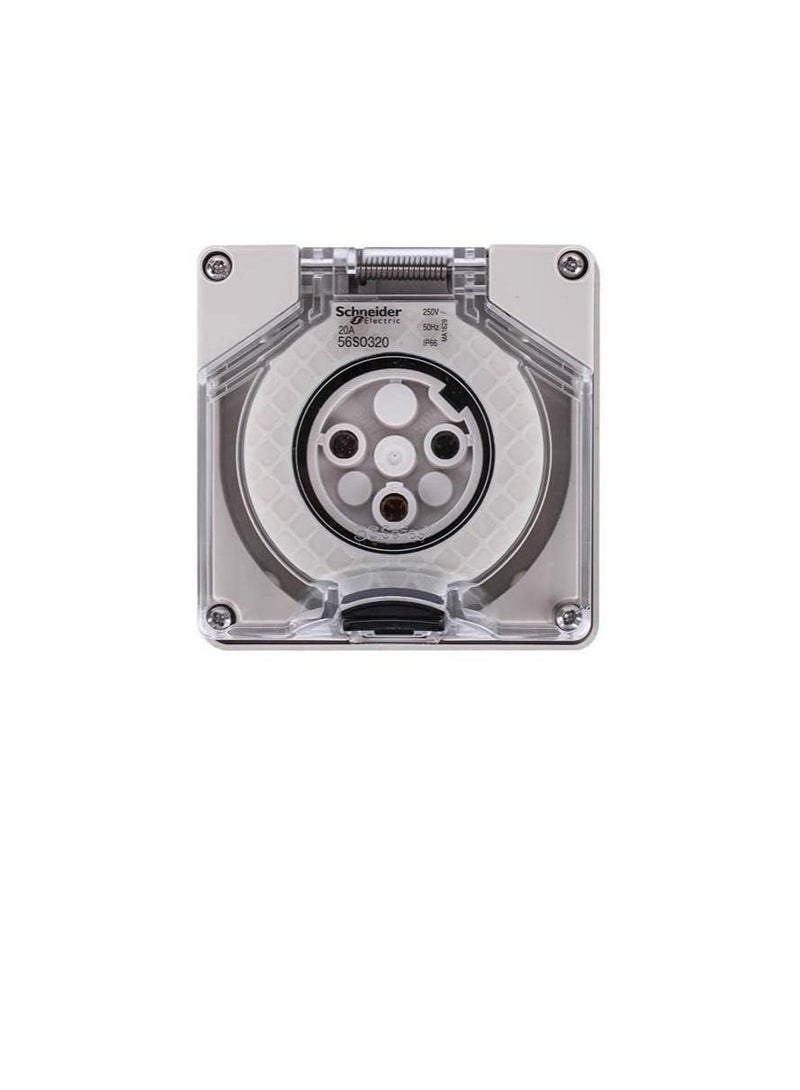 Schneider 250V 20A IP56 56 Series 56SO320 Surface 3 Pin Socket Outlet Grey