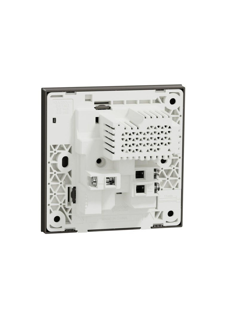 Schneider Electric Avataron C Switch Socket E8715USB_DG, 1 Gang, 13A Dark Grey 2.1A Two Port USB