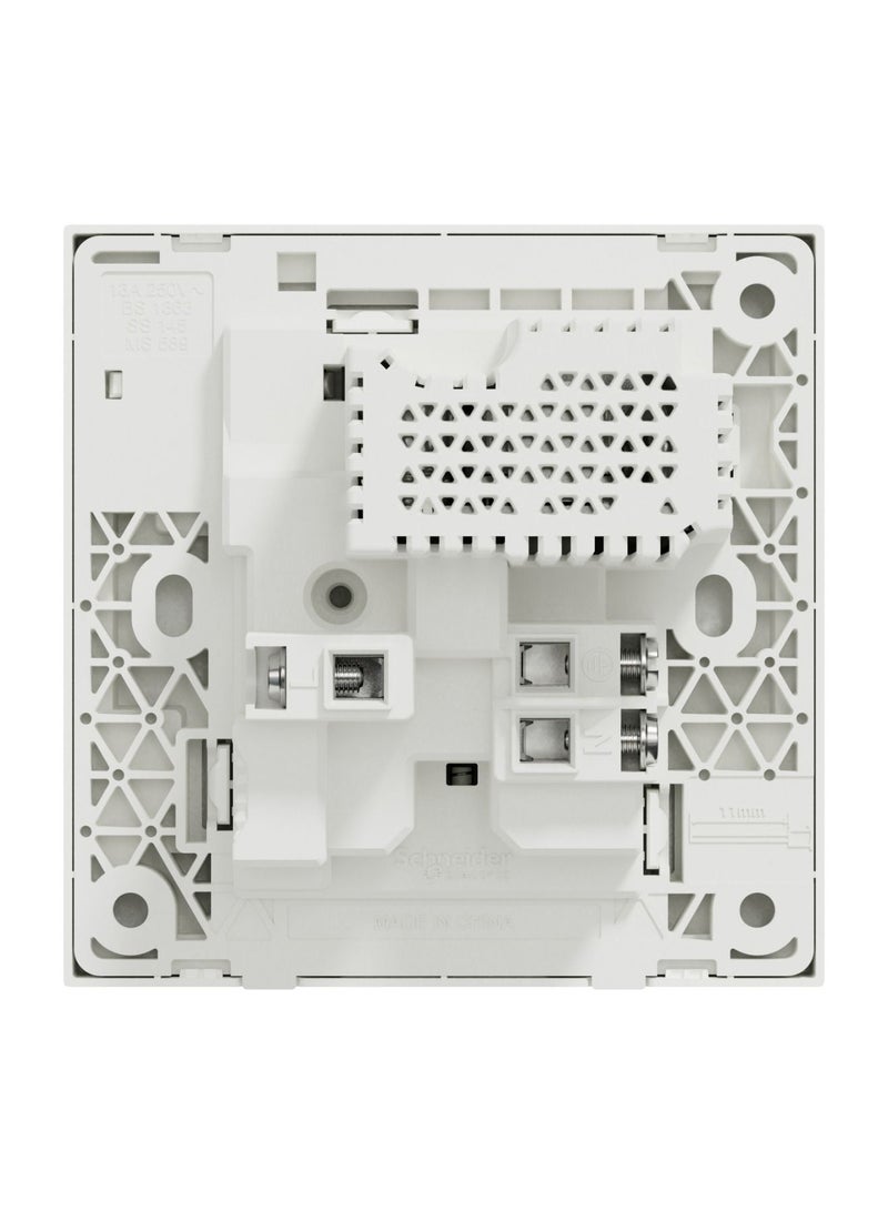 Schneider Electric Avataron C Switch Socket E8715USB_WE, 1 Gang, 13A White 2.1A Two Port USB