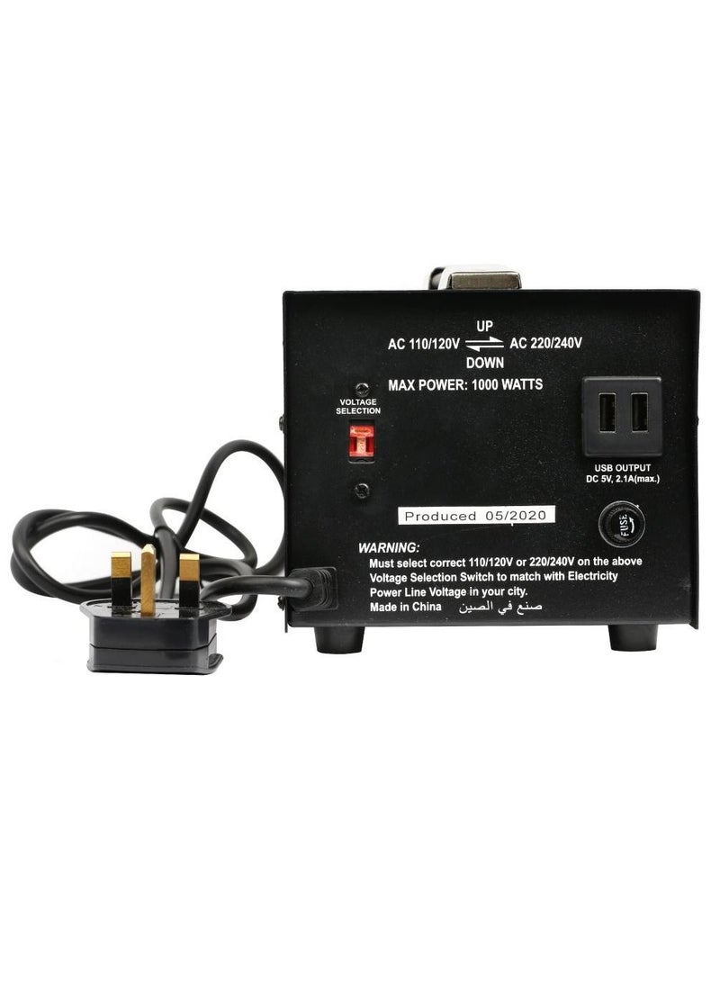 Converter With2USB Sockets 1000W 110V/220V-220V/110V