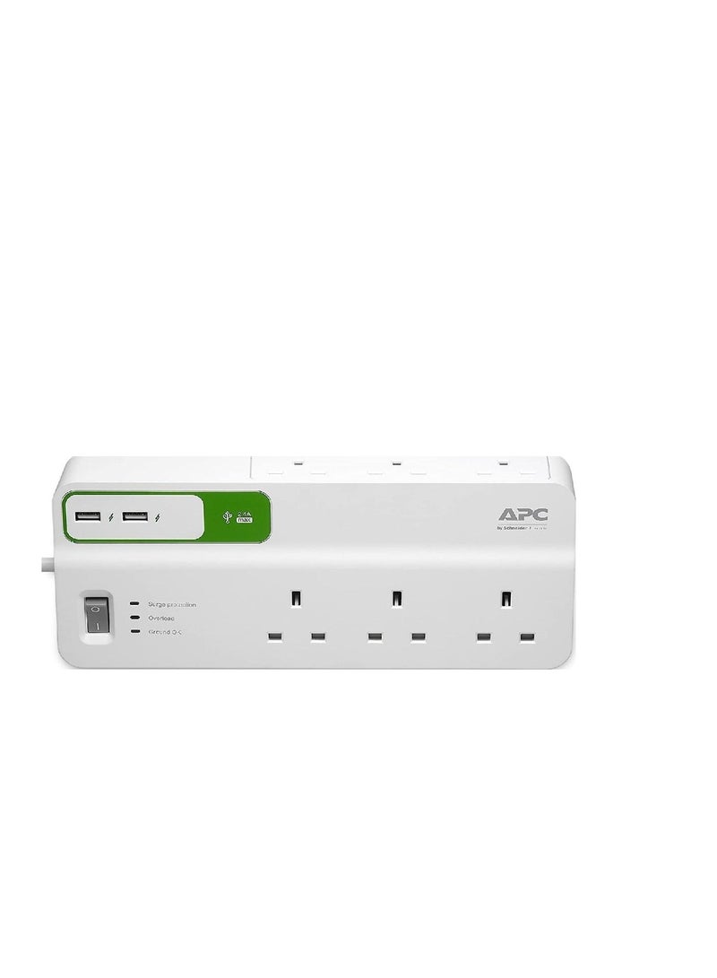 Schneider APC Essential SurgeArrest 6 Outlets with 5V, 2.4A 2 port USB Charger 230V - PM6-UK