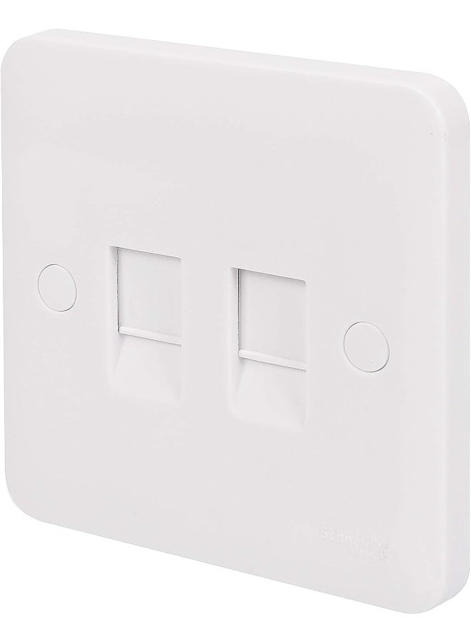 Electric Lisse 2-Gang Rj45 Cat 6 Data Socket, Matt White