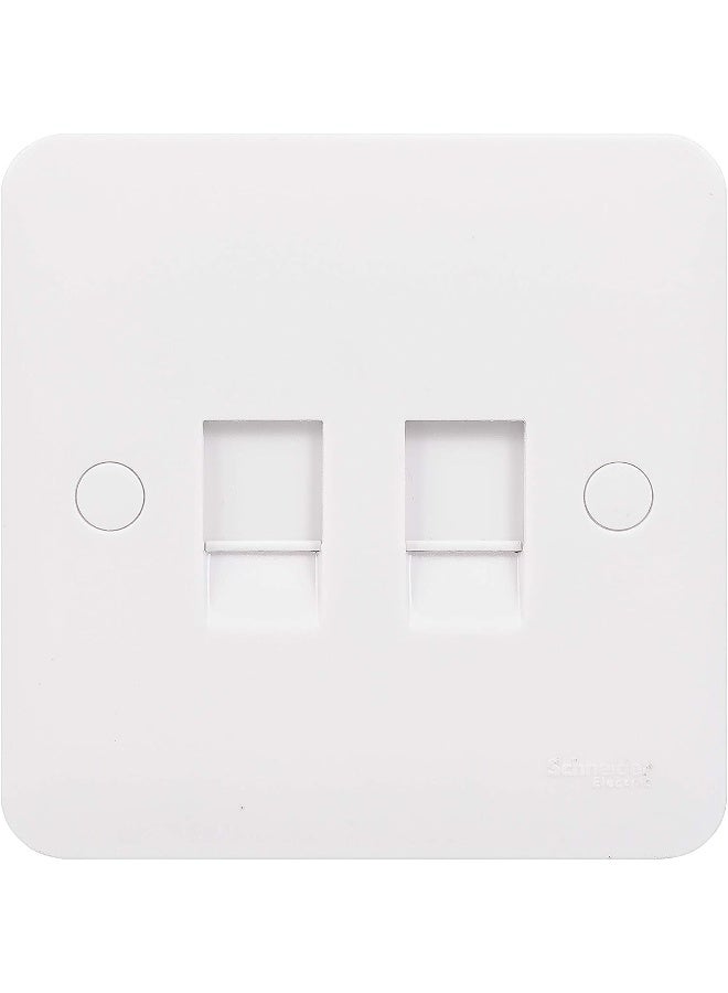 Electric Lisse 2-Gang Rj45 Cat 6 Data Socket, Matt White