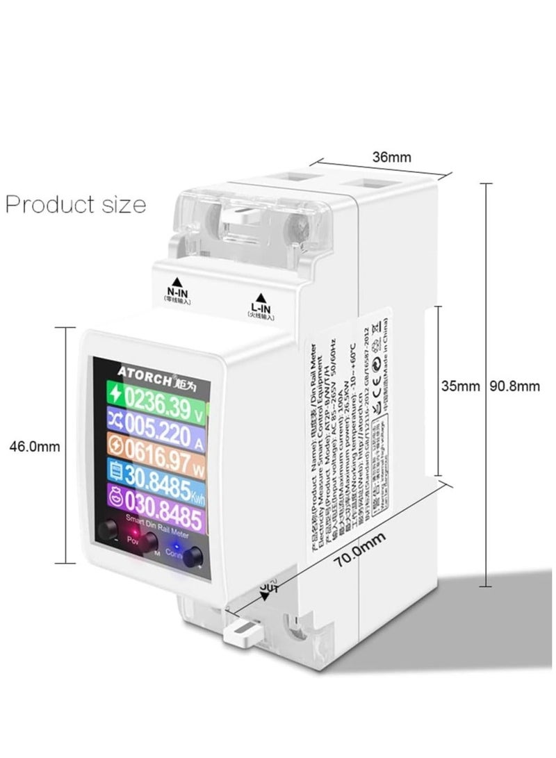 Intelligent Electric Power Meter, LCD Display Digital Power Energy Meter for Smartphone APP Remotely Control with Timing Sharing Alarm WiFi, AC 85-265V Power Consumption Energy Monitor