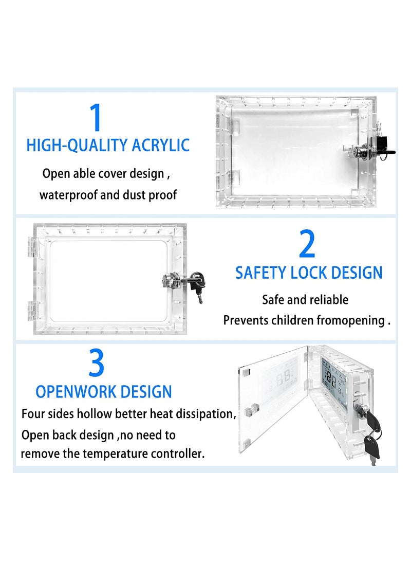 Universal Thermostat Lock Box with Key, Clear Thermostat Guard for Wall, Thermostat Cover with Lock Fits Thermostats 6.5