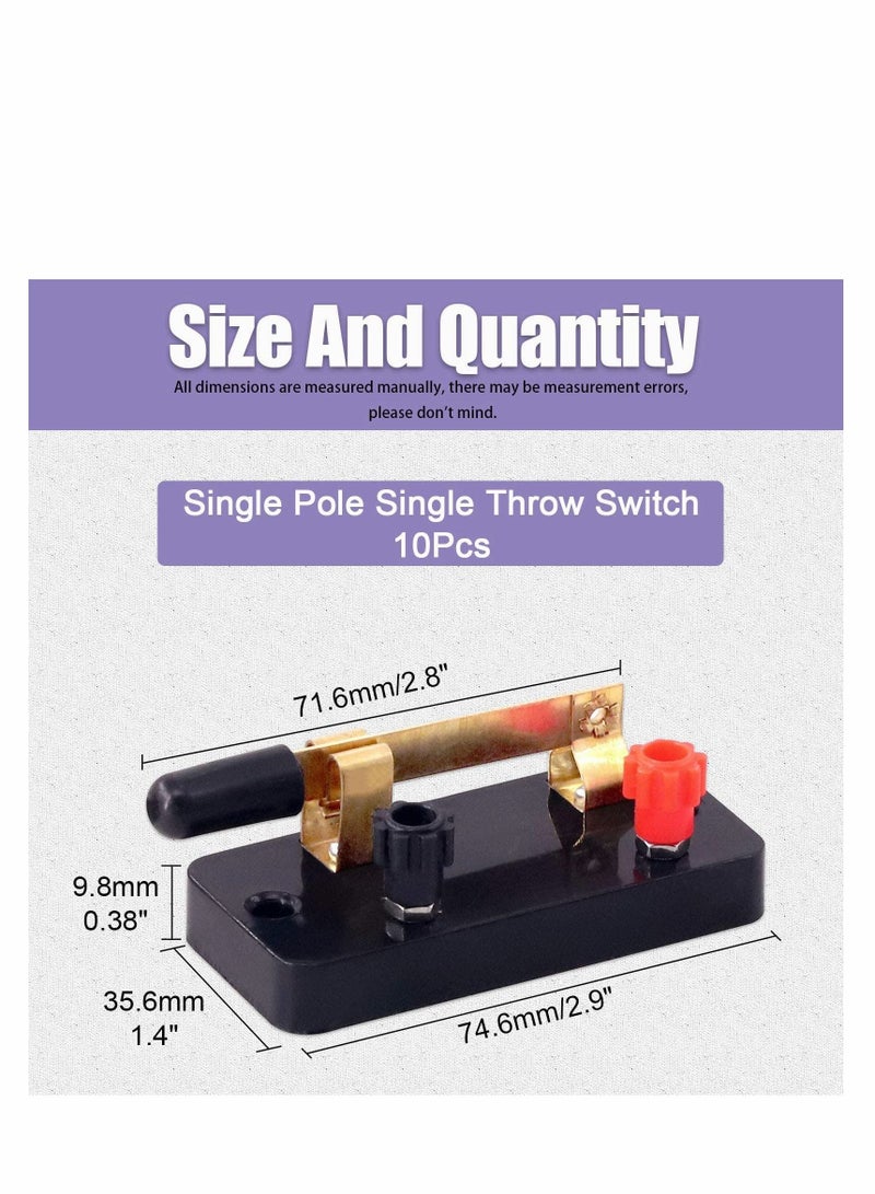 10Pcs Single Pole Single Throw Switch Kit, Perfect for Physics Laboratory, School Electronic Experimenting