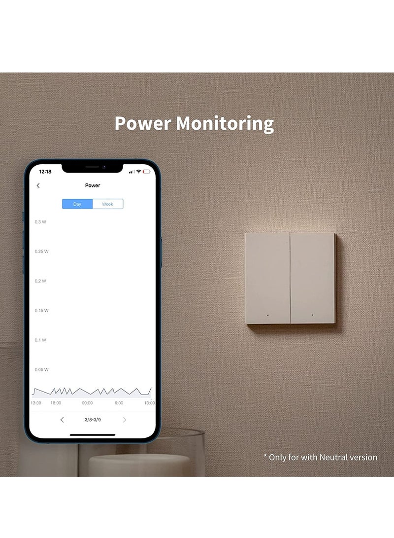 Smart Wall Switch H1 (with Neutral, Double Rocker)