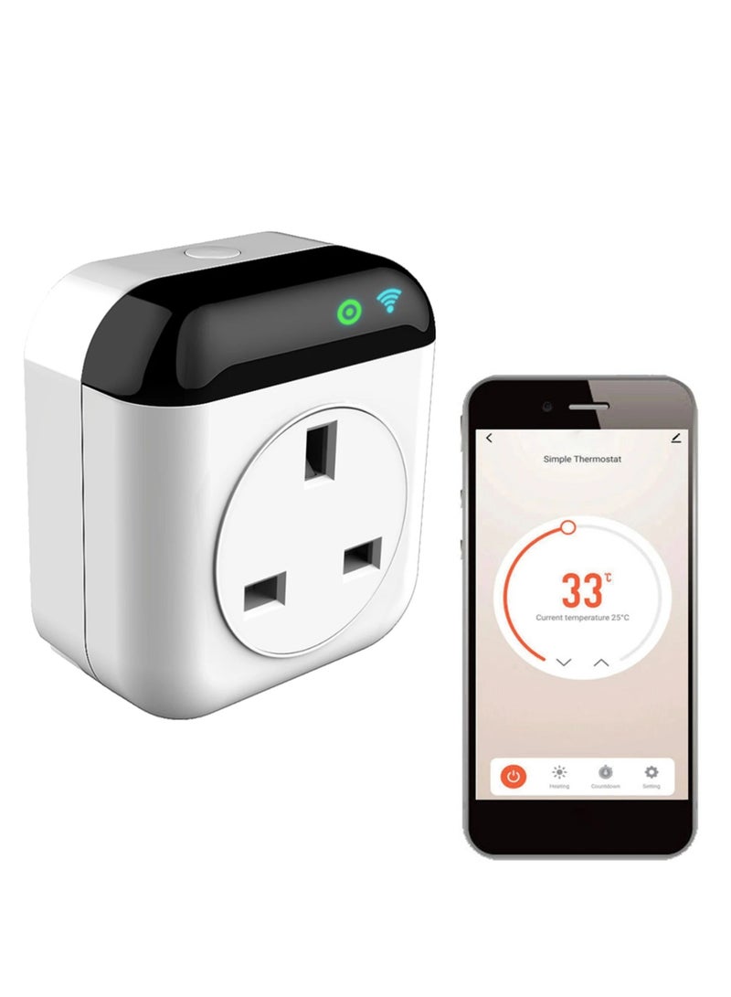 Smart Wifi Thermostat Plug Outlet Mini Temperature Controller 10A Plug-in Socket Schedule Timer Electric Switch for Heating ( 2 Pcs )