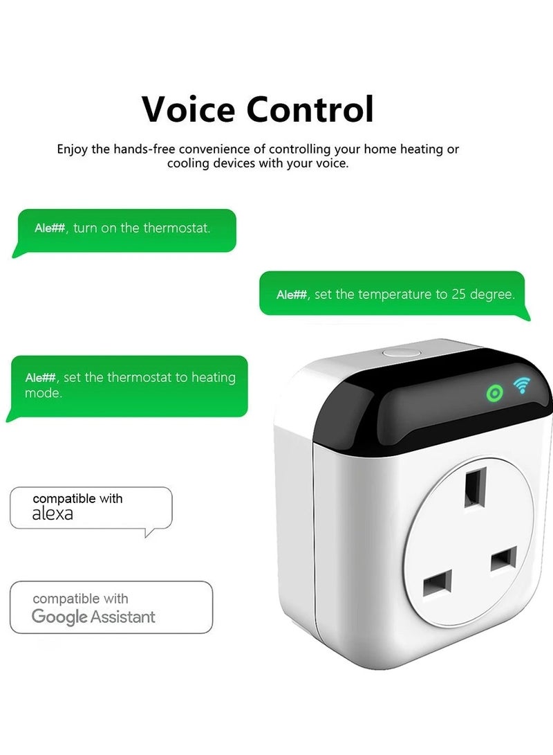 Smart Wifi Thermostat Plug Outlet Mini Temperature Controller 10A Plug-in Socket Schedule Timer Electric Switch for Heating ( 2 Pcs )