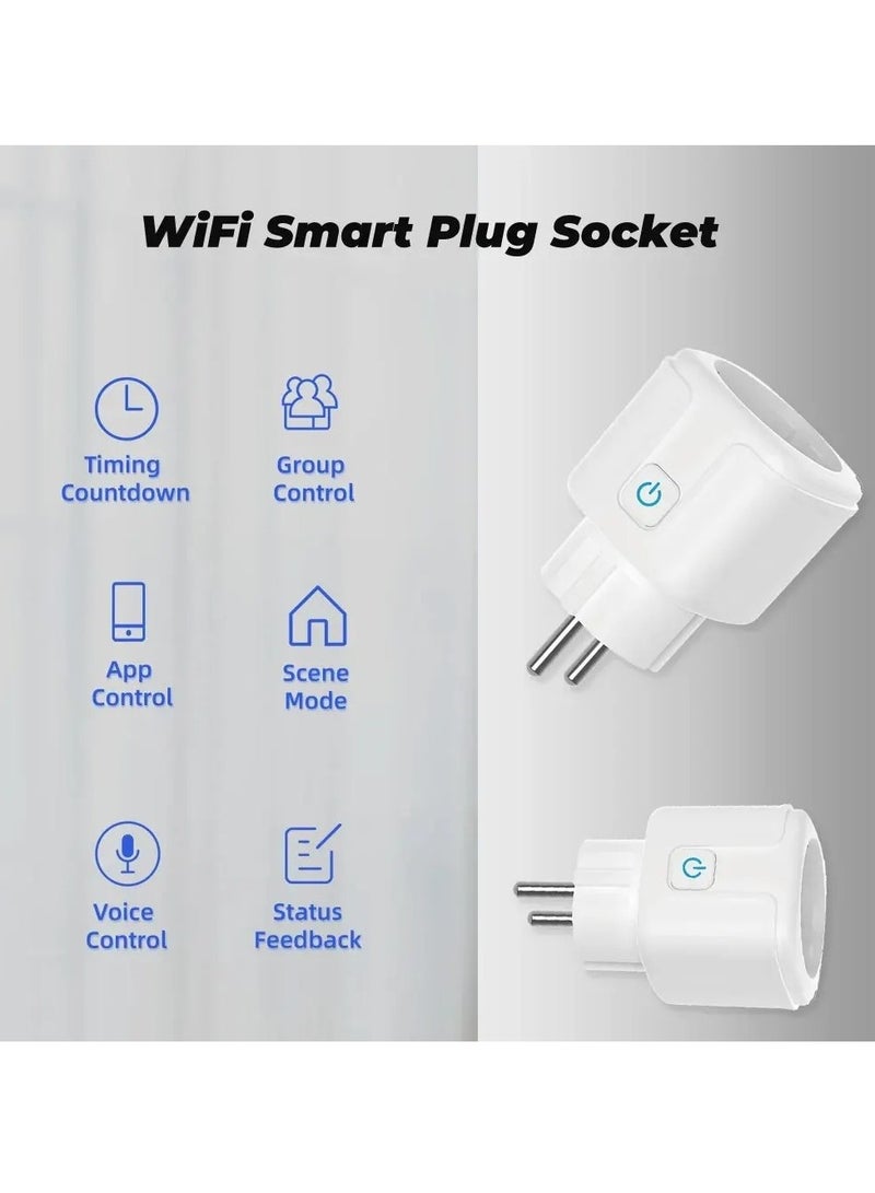 Wifi Smart Plug, Durable And Reliable Smart Plug With Timer And Countdown Function, Voice Control Smart Life App Smart Plug Socket With Power Monitor Timing, (20A, White)