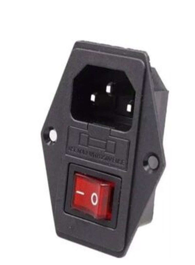 C14 Male Power Socket with Fuse 3 Pin Rocker Switch with Connector Plug Connector AC 250V 10A