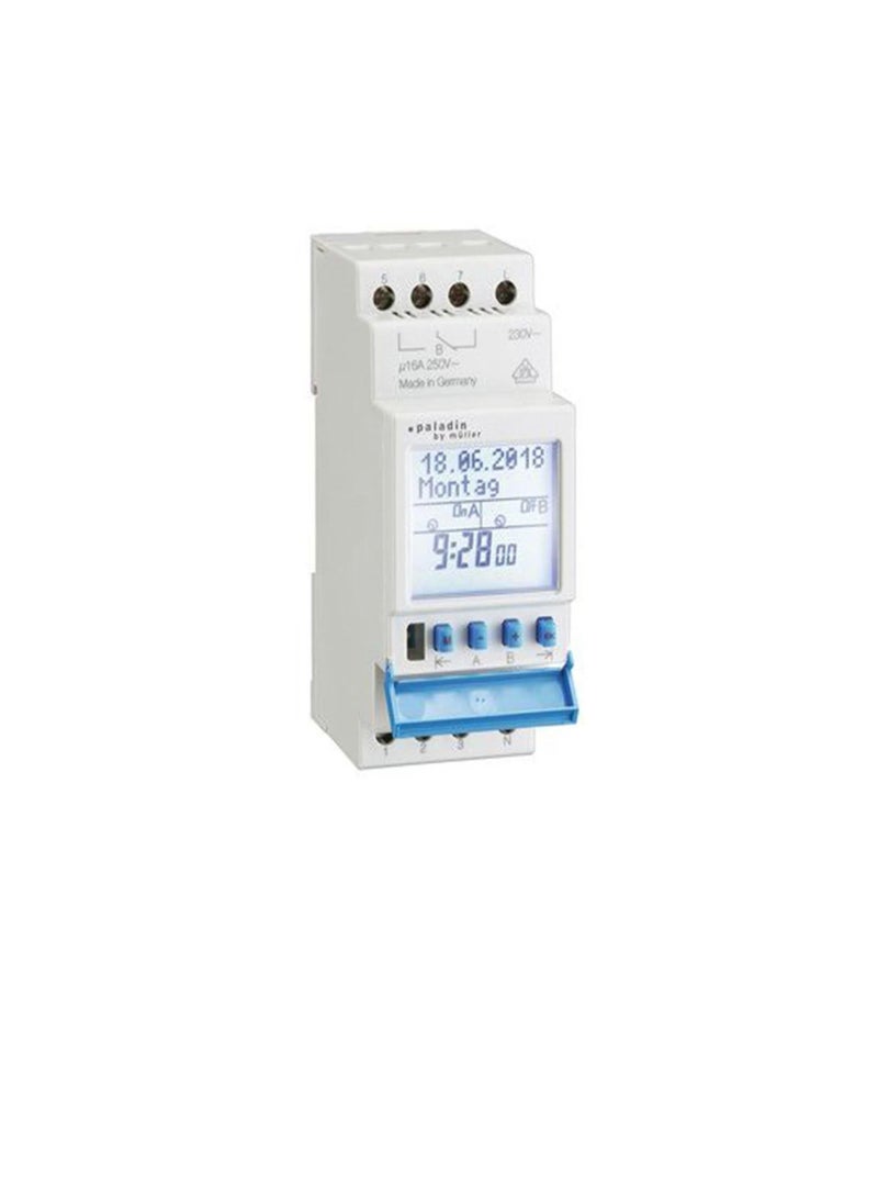 Digital Weekly Timer 2 Channel 230V Din Rail Mount 172421 Hugo Muller