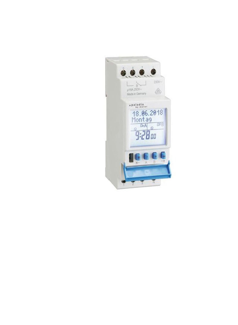 Digital Weekly Timer 2 Channel 230V Din Rail Mount 172421 Hugo Muller