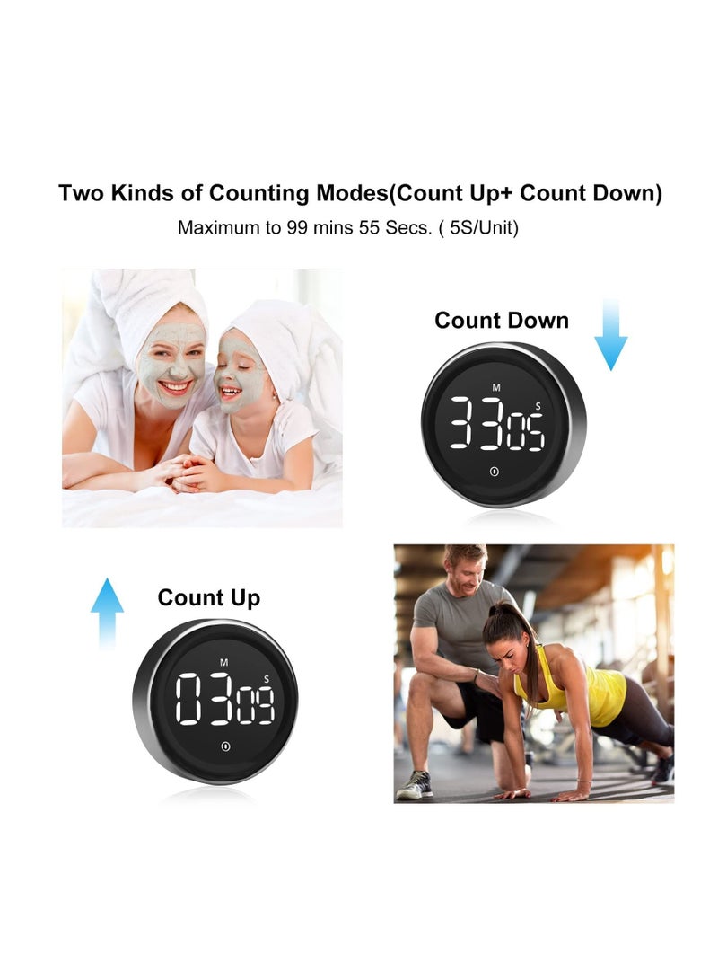 LED Digital Kitchen Timer - Magnetic Countdown Count-up Kids Timer, Large LED Display, Adjustable Volume and Brightness Cooking Timer for Kid Classroom Board