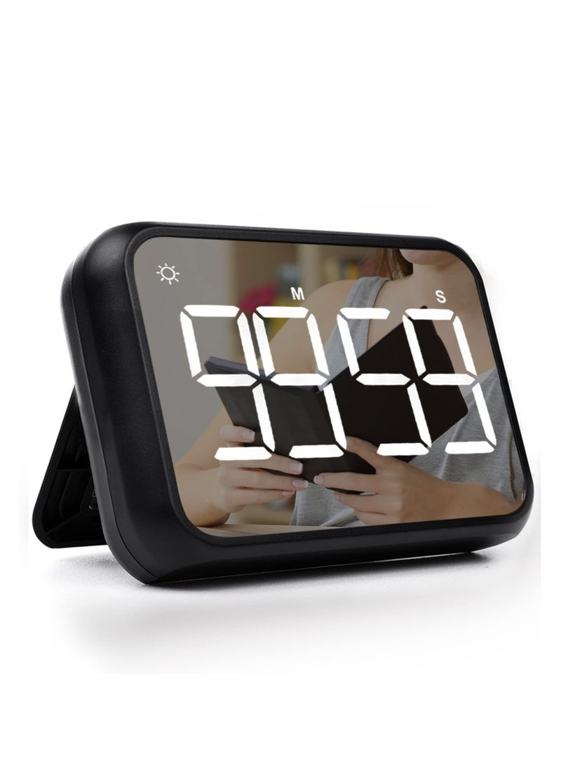 4-inch Timers for Kids, Large Magnetic Digital Kitchen timers with Constant Bright Function for Classroom, Silent Timer for Classroom, Kitchen (Black)