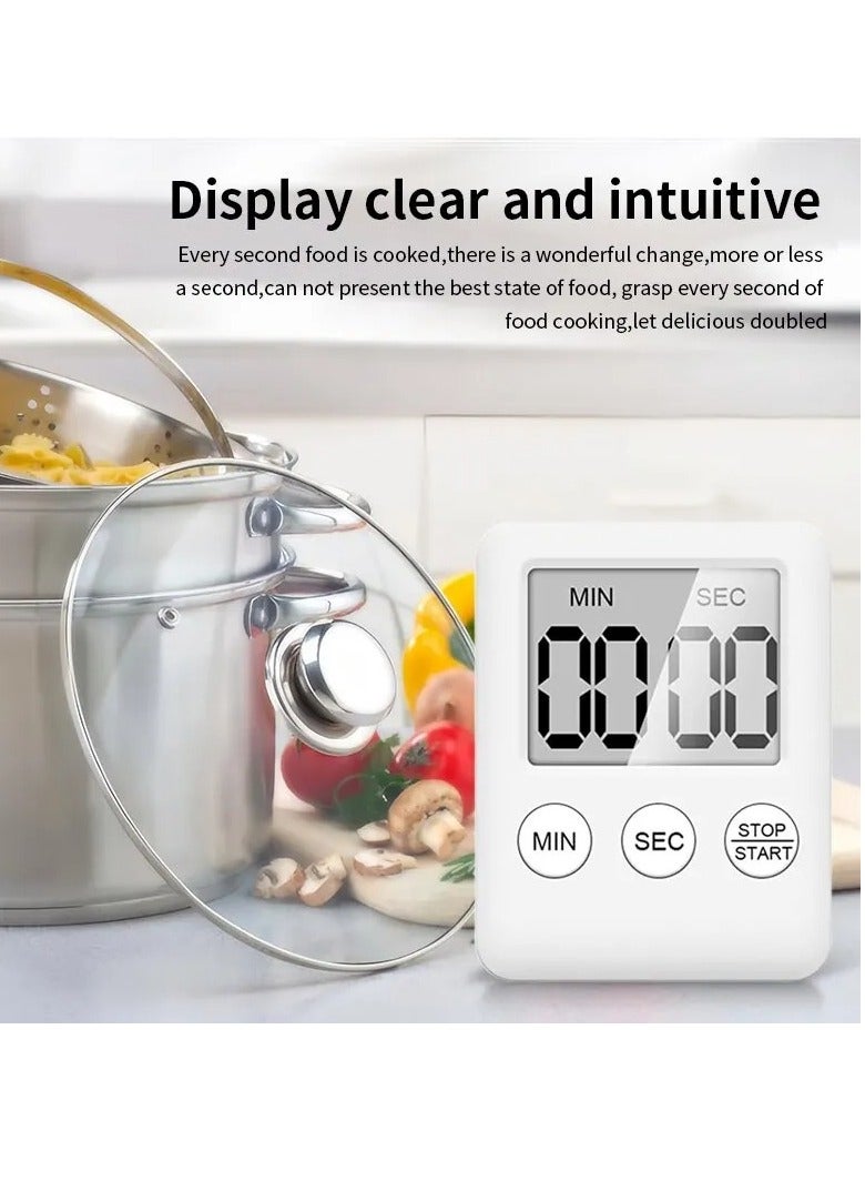 Digital Timer, 1pc Small Count Down/up Clock with Magnetic Attachment, Big LCD Display Loud Sounds Minute Second Kitchen Timer for Games, Cooking, Classroom, (Silver)