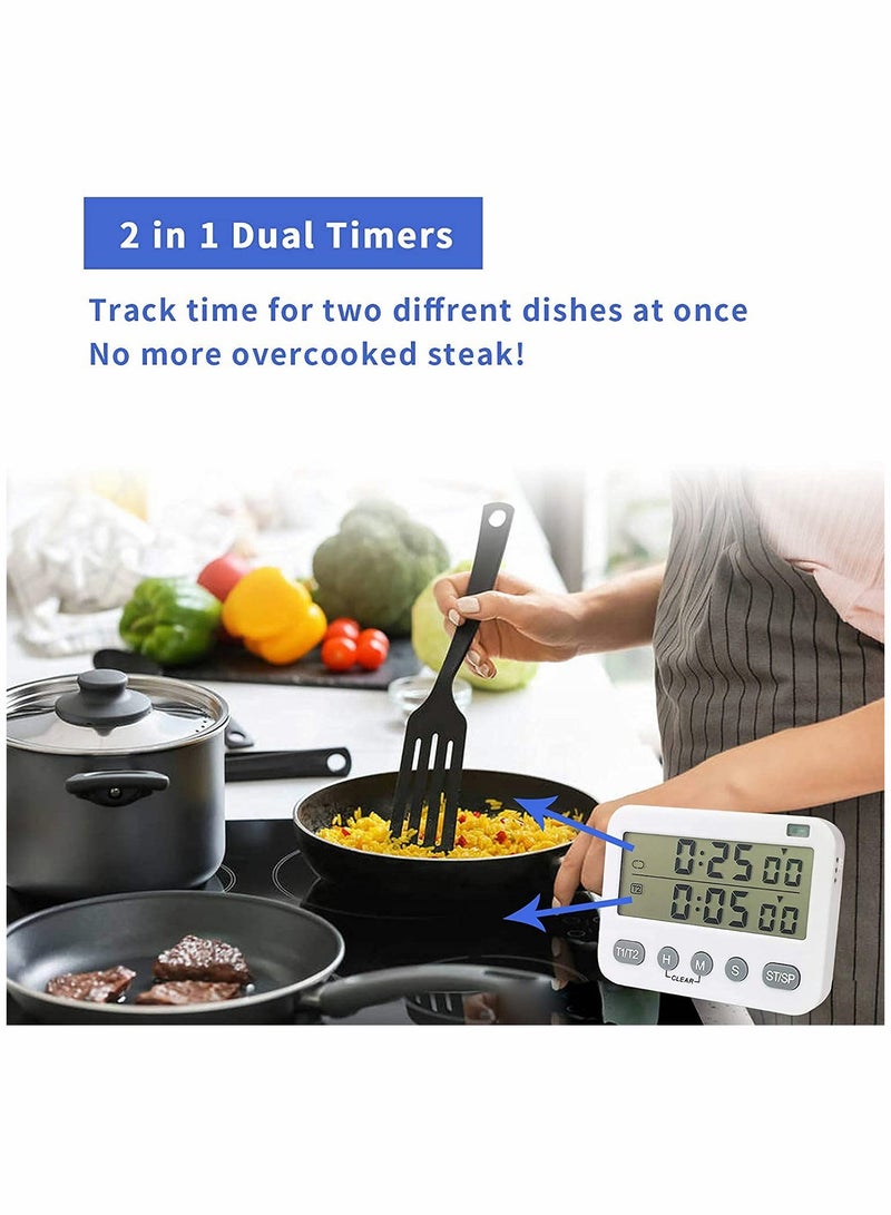 2 in 1 Kitchen Timer, Digital Kitchen Timer,24-Hours Digital Timer