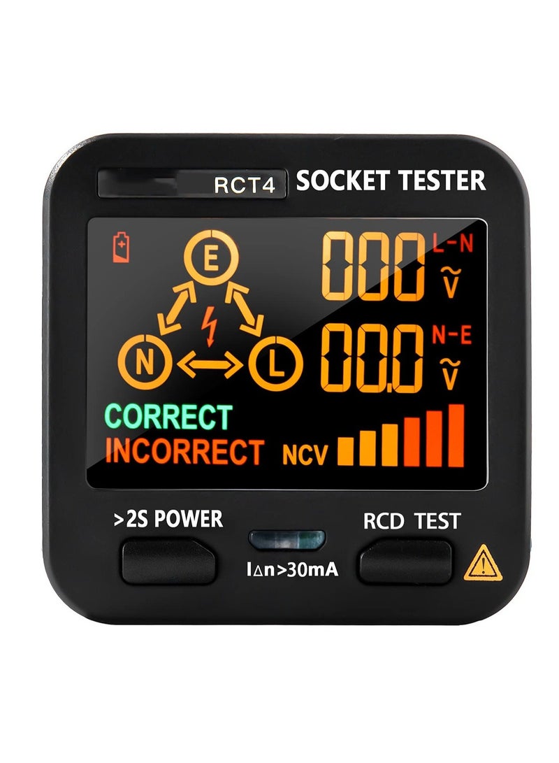 Outlet Tester EBTN LCD with Voltage Display RCD Receptacle Socket Tester Circuit Analyzer Polarity Detector Leakage Tester Electricity Line Fault Checker 8 Visual Indications