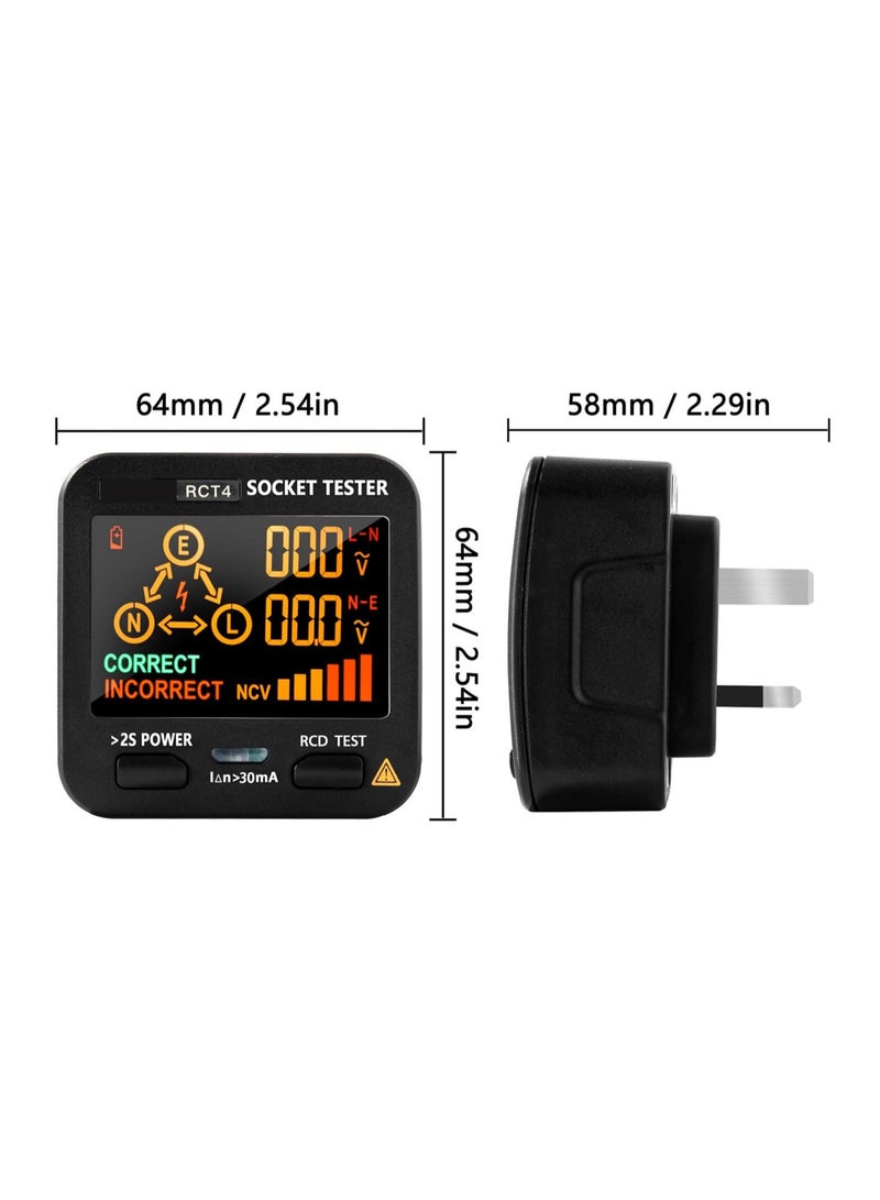 Outlet Tester EBTN LCD with Voltage Display RCD Receptacle Socket Tester Circuit Analyzer Polarity Detector Leakage Tester Electricity Line Fault Checker 8 Visual Indications