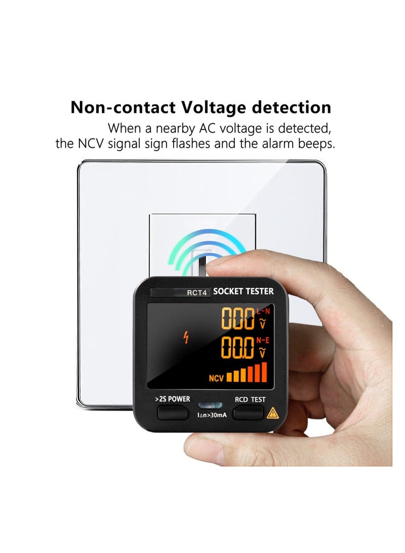 Outlet Tester EBTN LCD with Voltage Display RCD Receptacle Socket Tester Circuit Analyzer Polarity Detector Leakage Tester Electricity Line Fault Checker 8 Visual Indications
