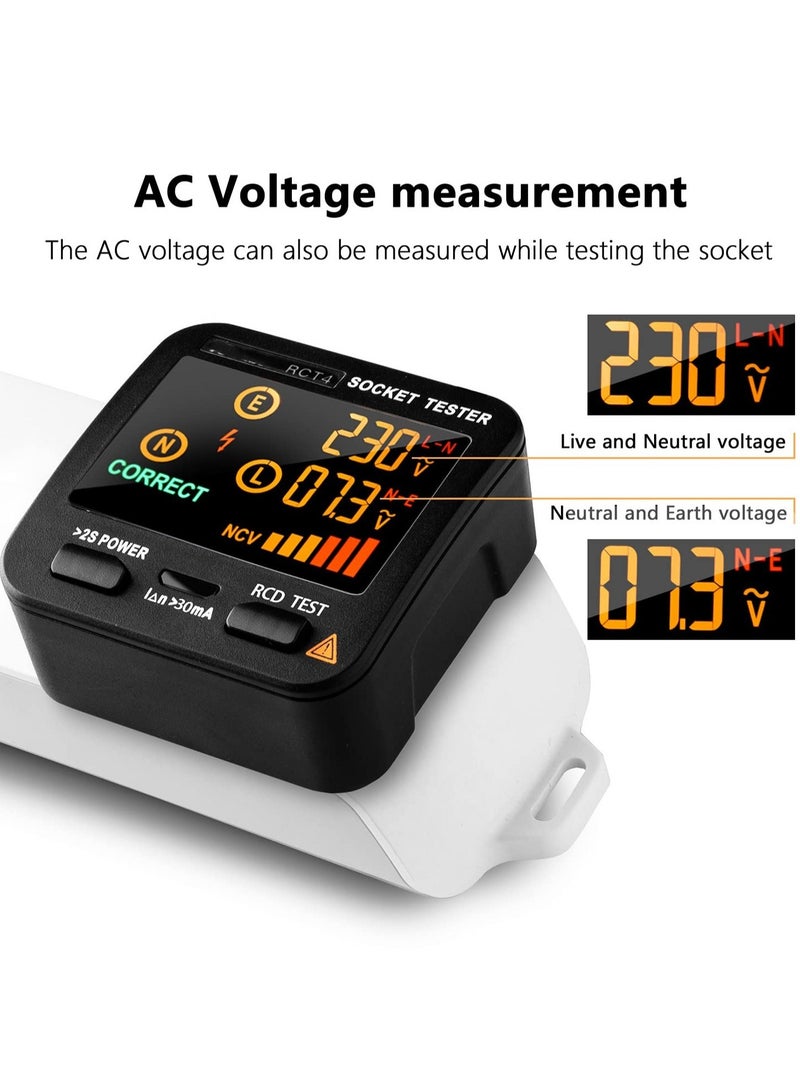 Outlet Tester EBTN LCD with Voltage Display RCD Receptacle Socket Tester Circuit Analyzer Polarity Detector Leakage Tester Electricity Line Fault Checker 8 Visual Indications