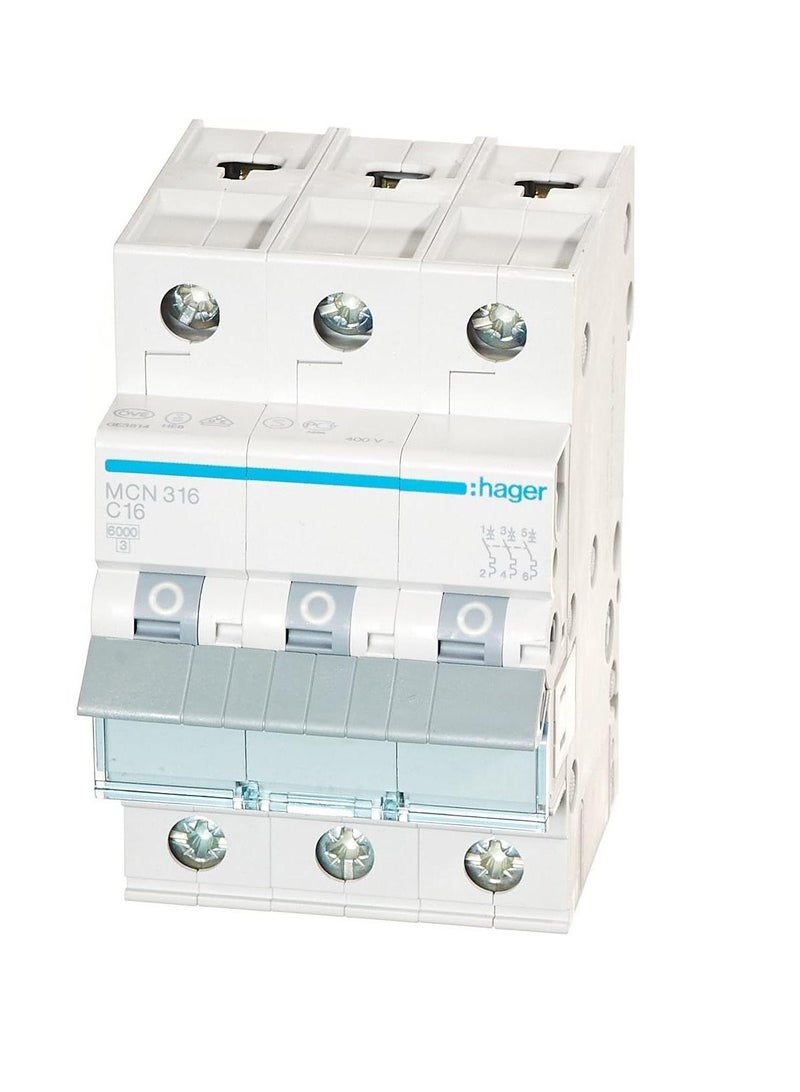 Hager Mcb-16 Ax-3 Pole-Mcn316