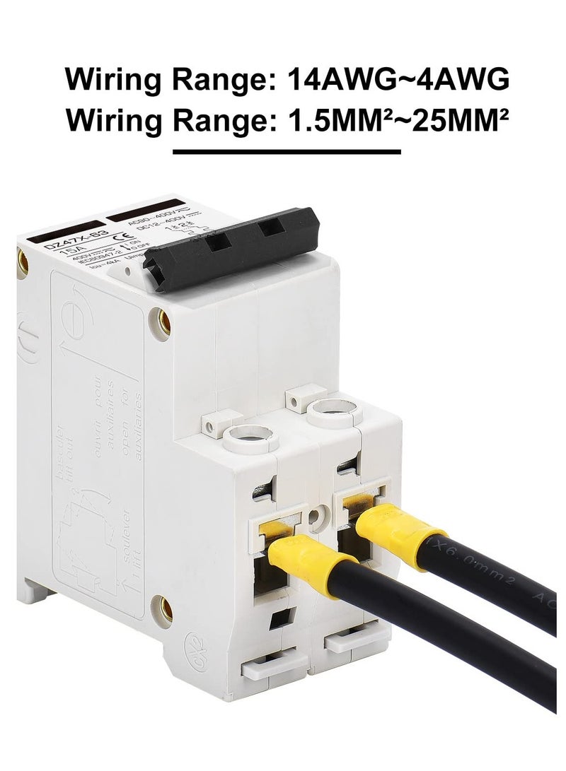 Miniature Circuit Breaker 15 Amp DC Solar Disconnect Switch, 12-400V, DIN Rail Mount, AC DC Universal Circuit Breaker