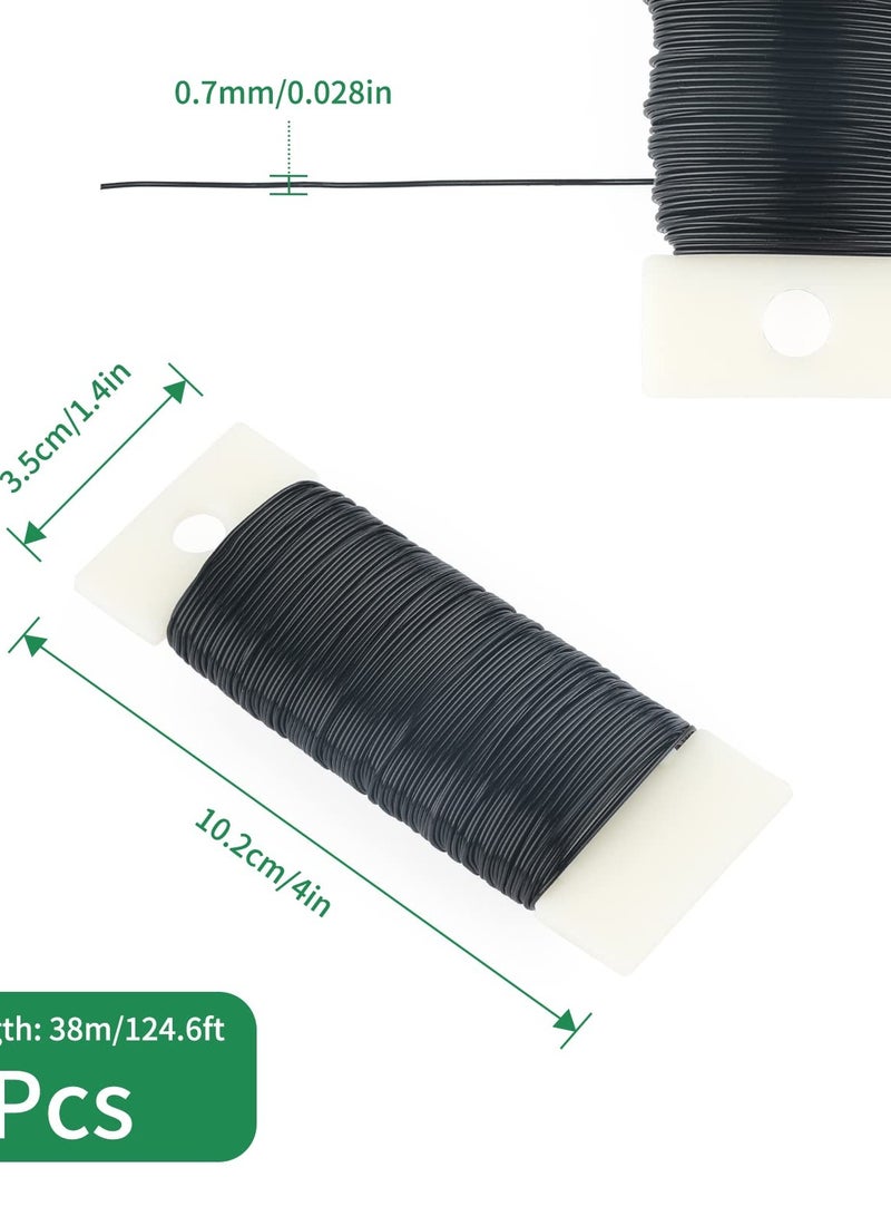 2 Rolls of 38M Black Floral Wire 0.7mm for Flower Arrangements Crafts and DIY Projects