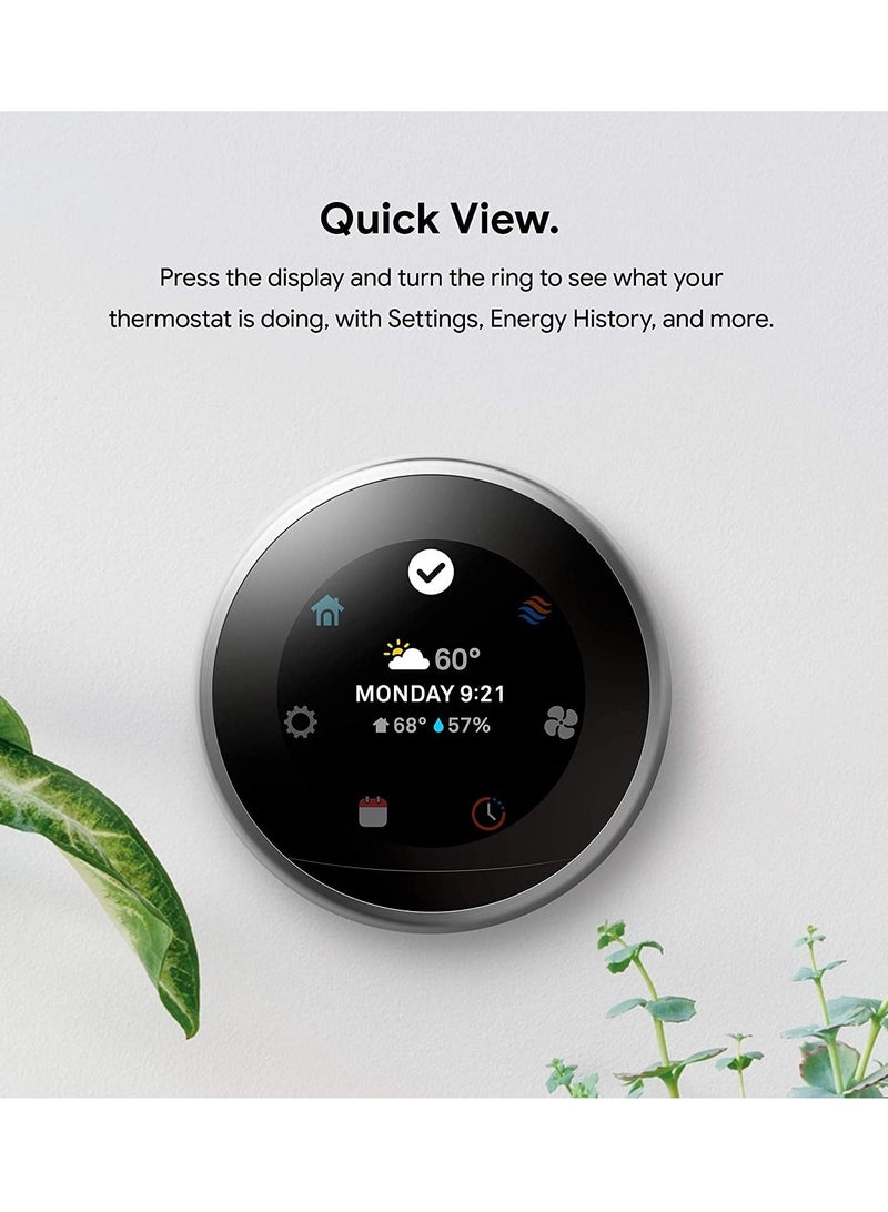 Nest 3rd Generation Learning Programmable Thermostat Stainless Steel - T3007ES