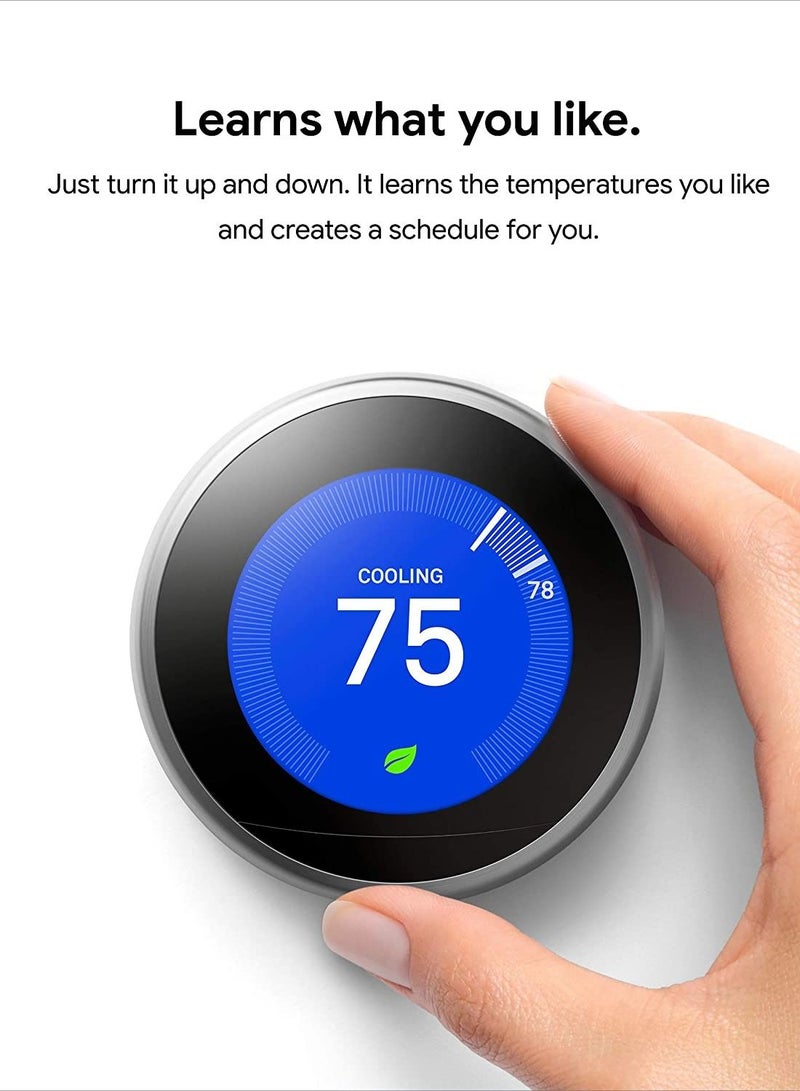 Nest 3Rd Generation Learning Programmable Thermostat Carbon Black - T3016Us