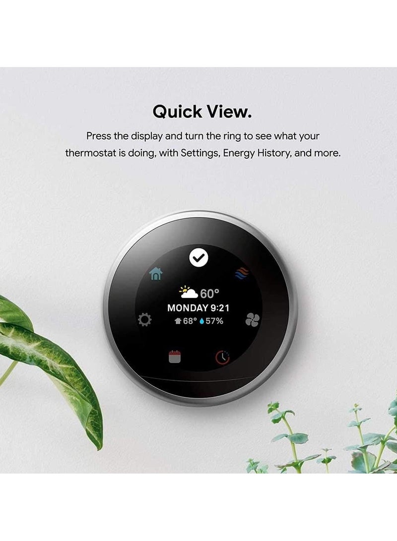 3rd Generation learning programmable Thermostat Polished Steel T3019US