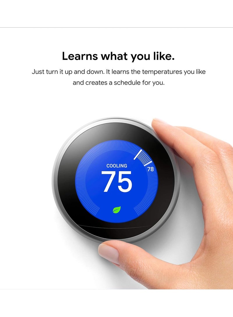 Nest 3rd Generation learning programmable Thermostat White T3017US