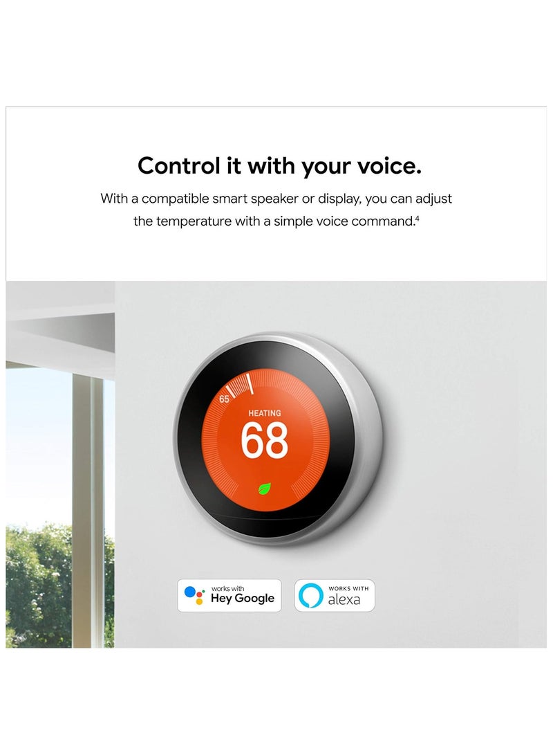 Nest 3rd Generation learning programmable Thermostat White T3017US