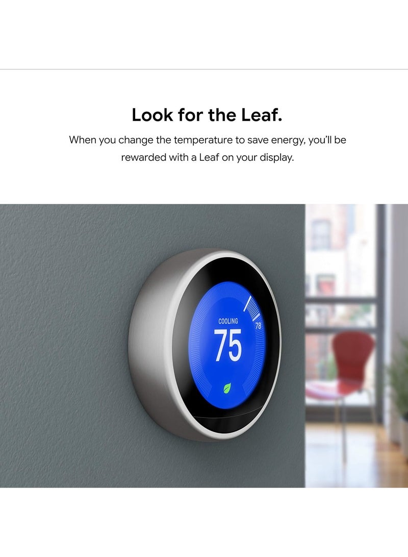 Nest 3rd Generation learning programmable Thermostat White T3017US