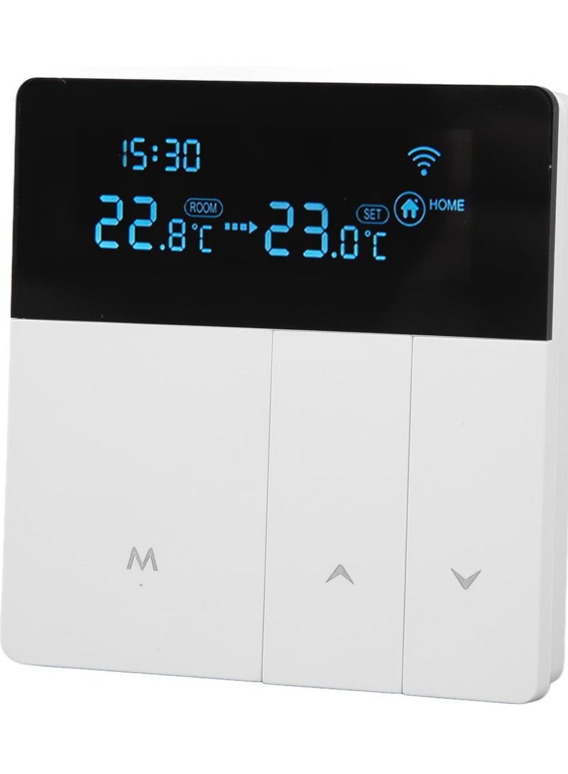 Smart WiFi Programmable Thermostat with Advanced LCD Display, Remote App Control, and Sleek Modern Design for Enhanced Climate Control in Any Location.