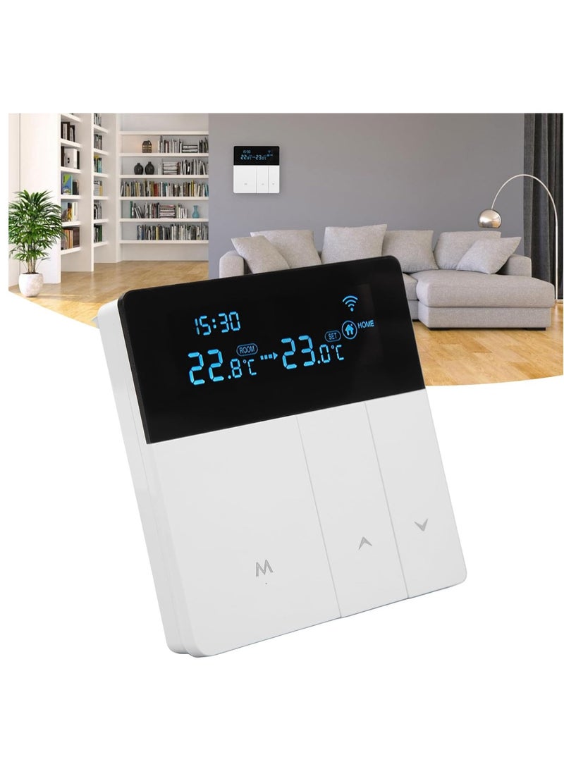 Smart WiFi Programmable Thermostat with Advanced LCD Display, Remote App Control, and Sleek Modern Design for Enhanced Climate Control in Any Location.