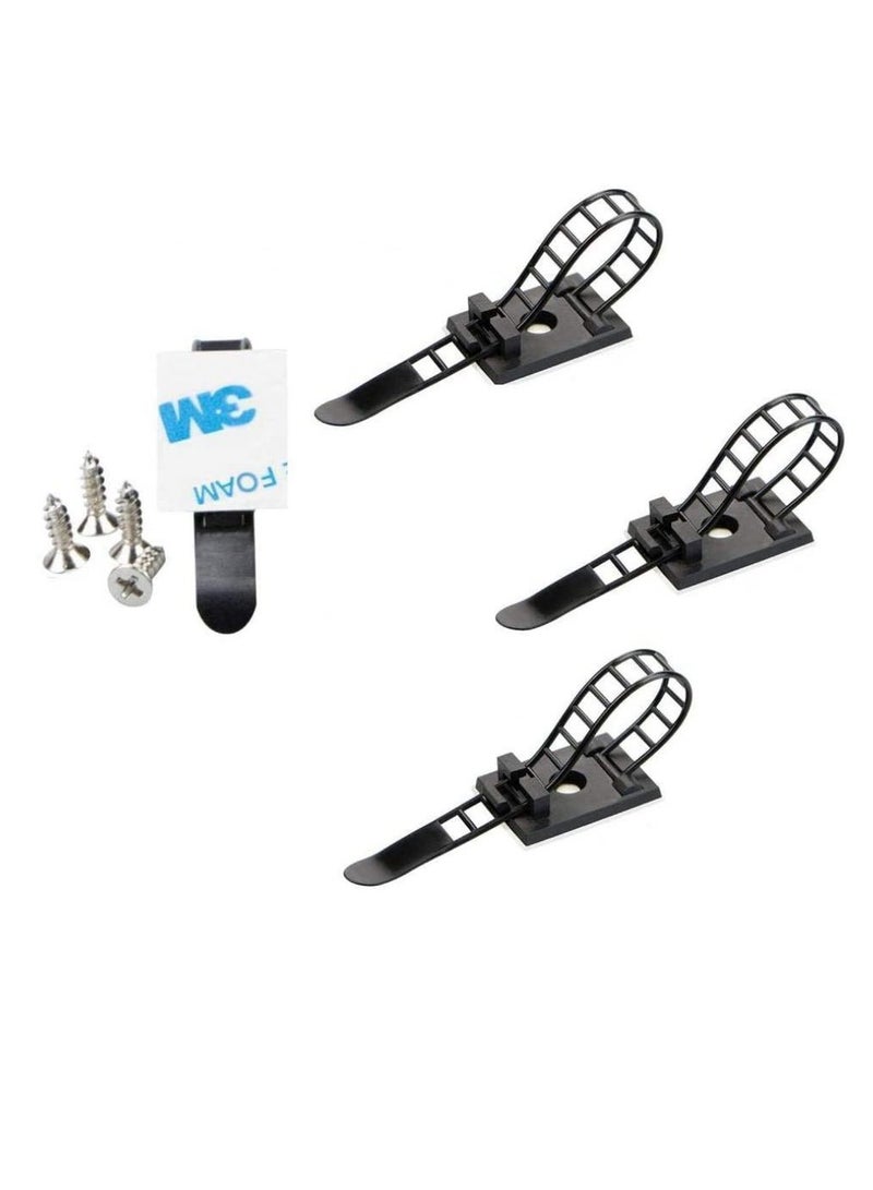 100 pcs Cable Clips the Adhesive Cable Ties, Adjustable Nylon Cable Zip Ties and Adhesive Cable Clips with Optional Screw Mount for Cord Management (Black)