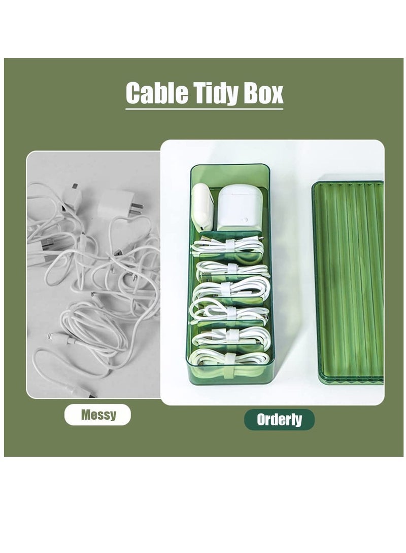 Layer Cable Tidy Box with Lid, 7 Grids Cable Organizer Box, Large Wire Storage Box for Cables, Charger Plug, Power Strips, Transparent Cable Management Box, Free 3M Cable Ties Roll