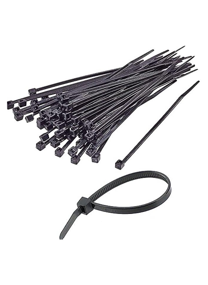 KSS 100 Pcs Multi-Purpose Nylon Cable Ties, Self-Locking 265x3.6mm Cable Ties, Ultra Violet Black Zip Ties for Home, Office, Warehouse, Factory and Workshop,