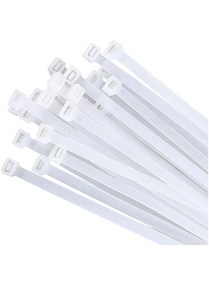 250MM Cable Ties White (100 Pack), Wire Ties With 18Kg Tensile Strength, Self-Locking Heavy Duty Nylon Plastic Zip Ties Wraps For Office, Household And Outdoor