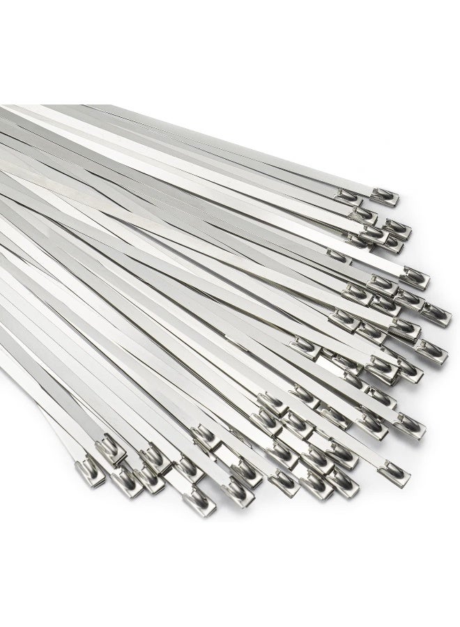 100pcs 11.8 Inches Stainless Steel Exhaust Wrap Multi-Purpose Locking Cable Metal Zip Ties